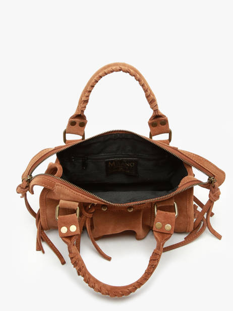 Cross Body Tas Velvet Leder Milano Bruin velvet VE24093 ander zicht 3